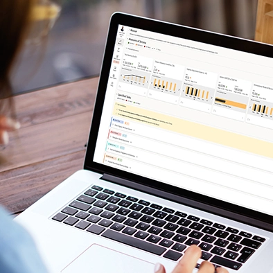 An example of the McKinney Rogers Advance Dashboard UI on a laptop