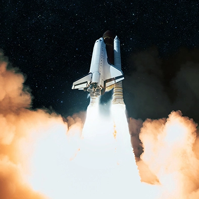 Rocket blasting into space